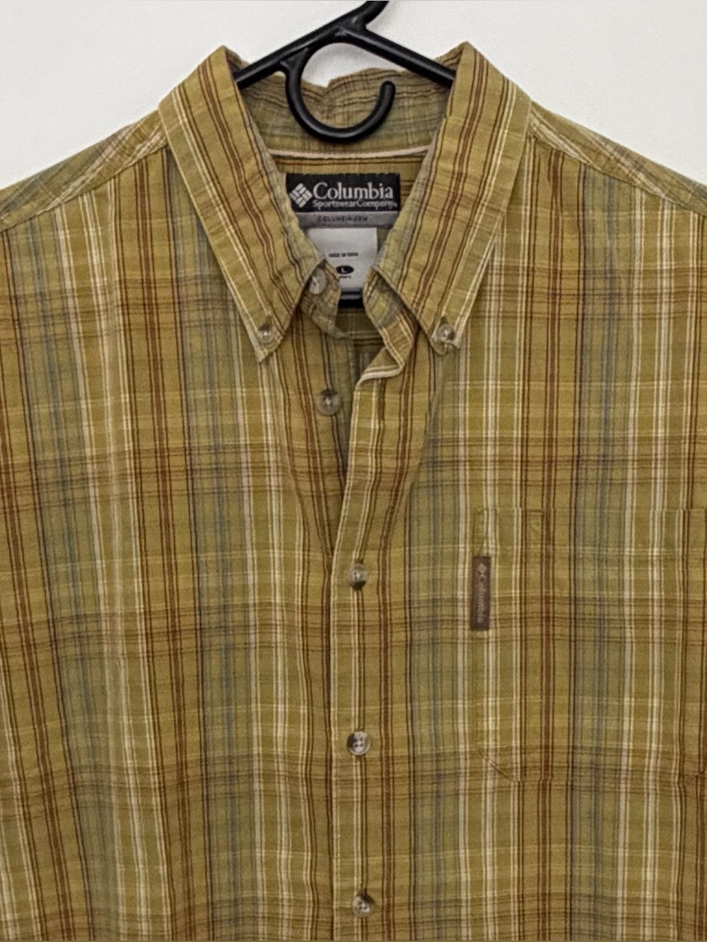 Columbia Sportswear Green Short Sleeve Button-Up Shirt Sz Large